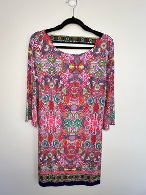 Laundry By Shelli Segal Pink Multicolor Long Sleeve Shift Dress - Sz. S